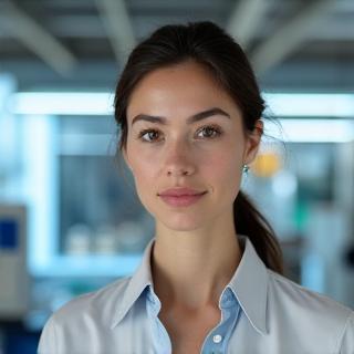 Portrait of Dr. Evelyn Reed, Head of R&D at Serpent Scale, looking focused and innovative.