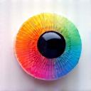 Abstract icon representing color spectrum with a fish eye, symbolizing color science and fish vision research.