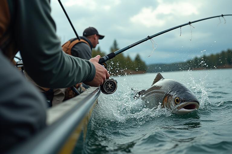 Tournament angler reeling in a large fish with high-performance Serpent Scale gear
