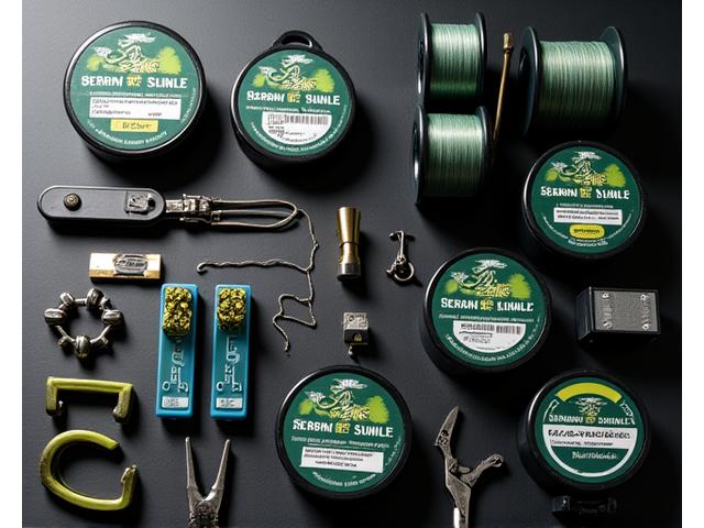 Collection of essential fishing accessories, including braided lines, tackle boxes, and specialized tools.